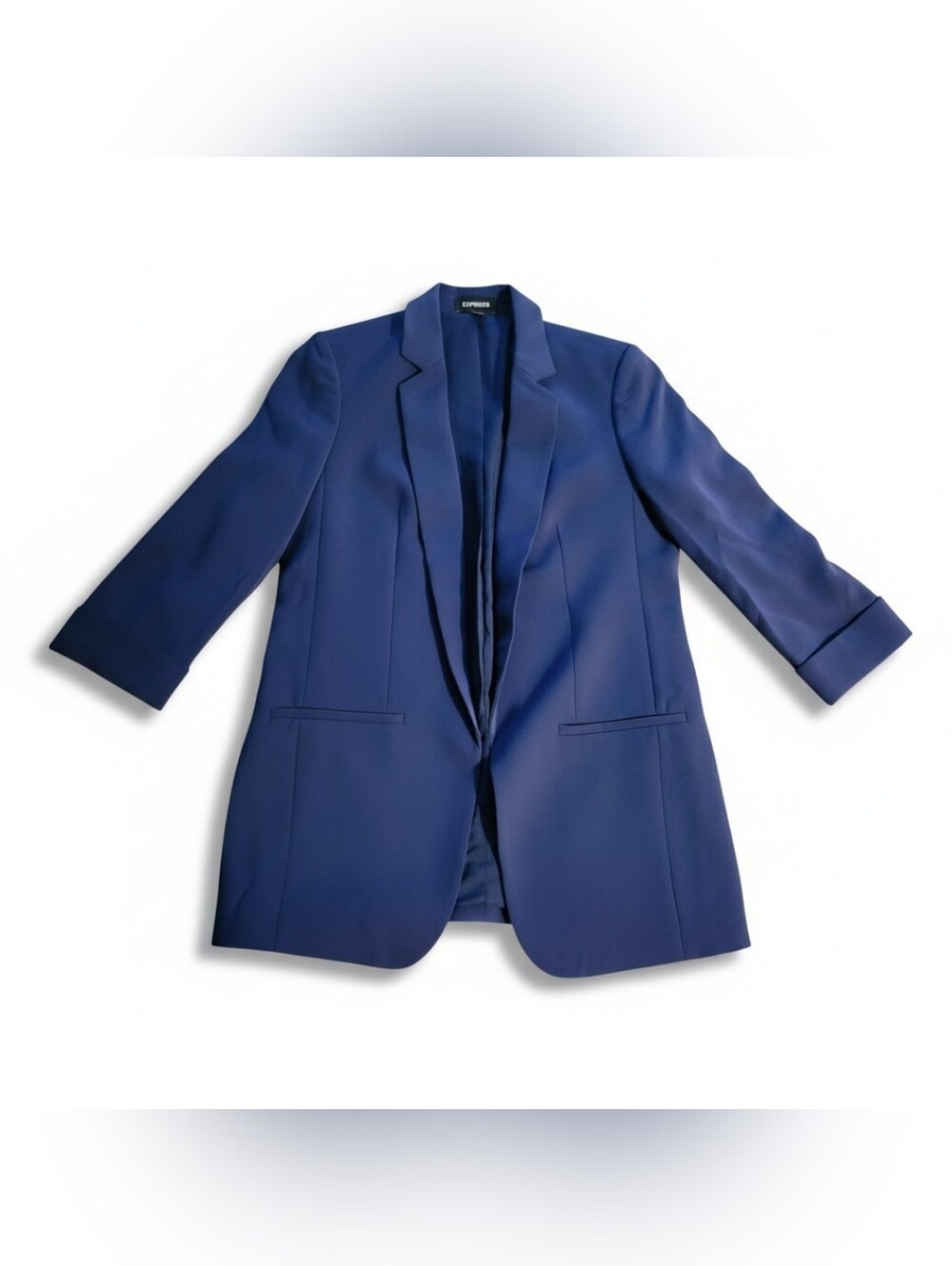 Express Women's Deep Blue Slim Boyfriend Blazer, 3/4 Cuff Sleeve, EUC, Small